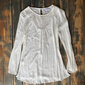 Cream Maternity Blouse with Lace Neck Detail
